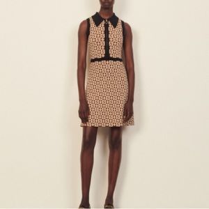 Sleeveless Jacquard Pattern Polo Dress